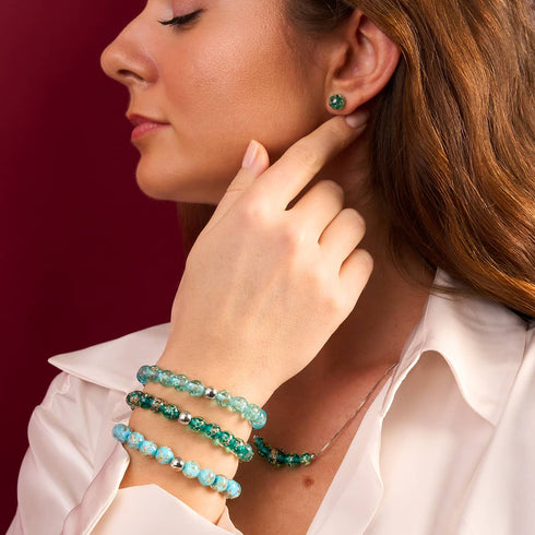 Teal | .925 Sterling Silver | Firefly Glass Infinity Clasp Necklace